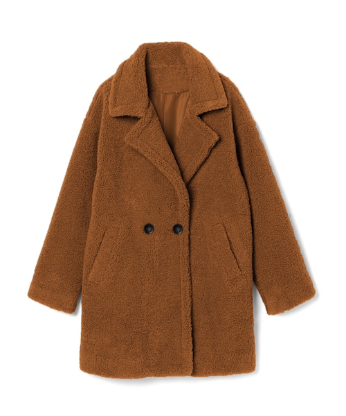 GRL（グレイル）の「ボアフリースダブルピーコート（ピーコート・レディース・ラベンダー/キャメル・F/Ｆ）」の2枚目の写真