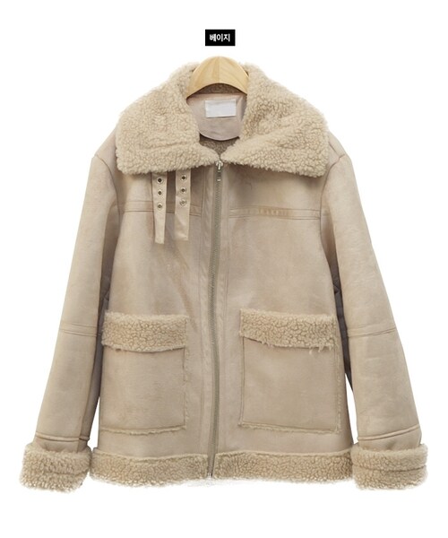 Dailyabout(デイリーアバウト)の「ジップアップフェイクムートンジャケット(ムートンコート・レディース・ベージュ/ブラウン・FREE)」の1枚目の写真