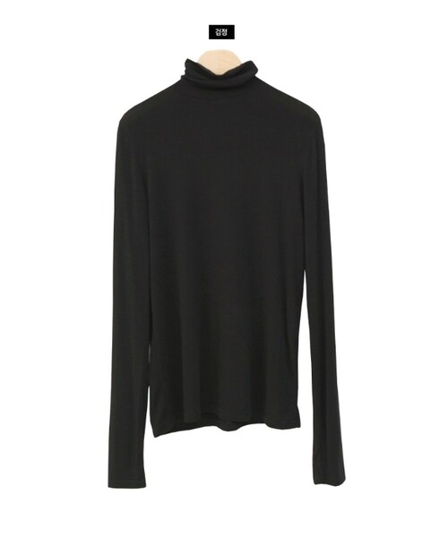 Dailyabout(デイリーアバウト)の「タートルネック無地Tシャツ(Tシャツ/カットソー・レディース・ホワイト/ブルー/イエロー/ピンク/レッド/ブラウン/グリーン/ブラック・FREE)」の2枚目の写真