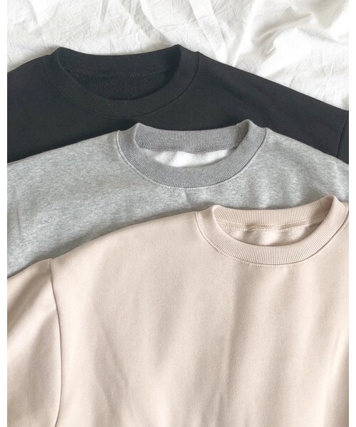 chocomee（チョコミー）の「ルーズスウェット（スウェット・レディース・ベージュ/ブラック/グレー・FREE）」の3枚目の写真