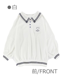Bobon21（ボボンニジュウイチ）の「セーラー風ゆるかわトップス-全3色 