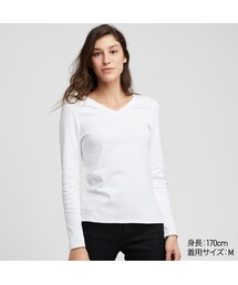 UNIQLO | コットンフライスVネックT（長袖）(Tシャツ/カットソー)