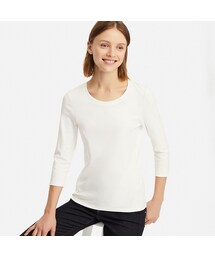 UNIQLO | コットンフライスクルーネックT（7分袖）(Tシャツ/カットソー)