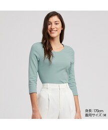 UNIQLO | コットンフライスクルーネックT（7分袖）(Tシャツ/カットソー)