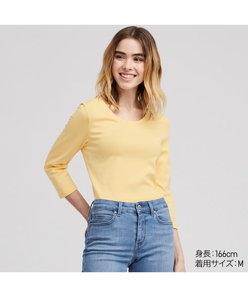 UNIQLO（ユニクロ）の「コットンフライスクルーネックT（7分袖