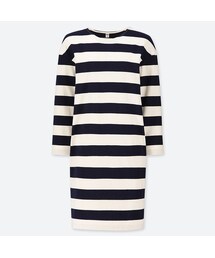UNIQLO | ワイドボーダーワンピース（9分袖）(ワンピース)