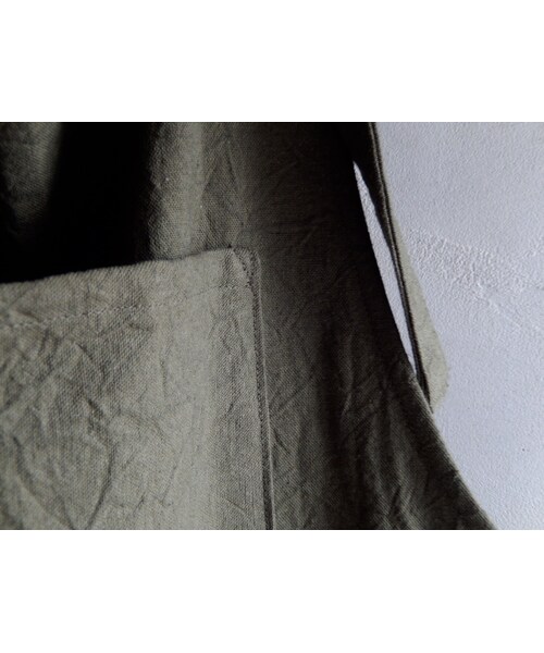 Handmade(ハンドメイド)の「COCOLO Linen Dress apron(Khaki)(エプロン・レディース・その他)」の2枚目の写真