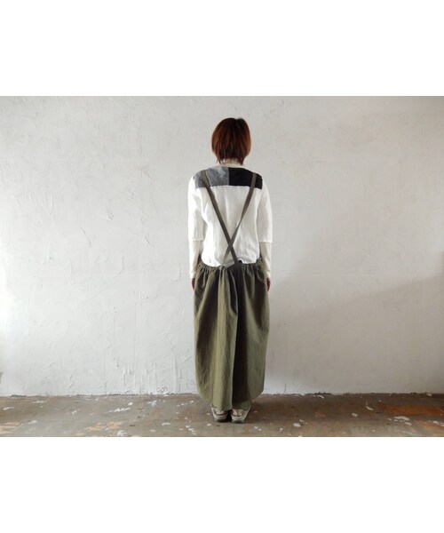 Handmade(ハンドメイド)の「COCOLO Linen Dress apron(Khaki)(エプロン・レディース・その他)」の8枚目の写真