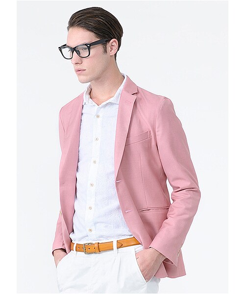 MORGAN HOMME（モルガンオム）の「TRパステル2BJK（983J41）（ジャケット/アウター・メンズ・ネイビー/ピンク/ブルー・L/AL/S/M）」の4枚目の写真