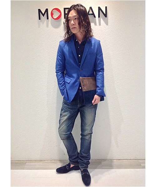 MORGAN HOMME（モルガンオム）の「TRパステル2BJK（983J41）（ジャケット/アウター・メンズ・ネイビー/ピンク/ブルー・L/AL/S/M）」の13枚目の写真