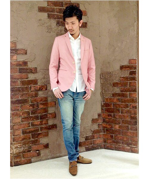 MORGAN HOMME（モルガンオム）の「TRパステル2BJK（983J41）（ジャケット/アウター・メンズ・ネイビー/ピンク/ブルー・L/AL/S/M）」の12枚目の写真