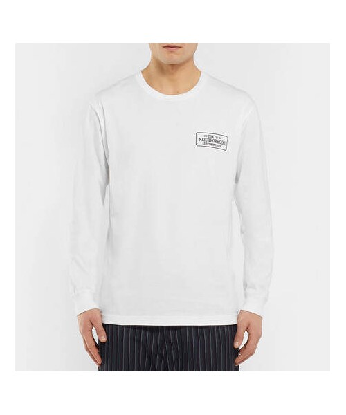 NEIGHBORHOOD(ネイバーフッド)の「Neighborhood Logo-Print Cotton-Jersey T-Shirt(Tシャツ/カットソー・メンズ・White・S/M/L/XL)」の4枚目の写真