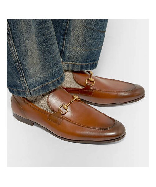 GUCCI（グッチ）の「Gucci Jordaan Horsebit Burnished-Leather Loafers（その他シューズ・メンズ・Brown・Uk6/Uk7.5/Uk11.5/Uk12/Uk8/Uk9/Uk8.5/Uk9.5）」の5枚目の写真
