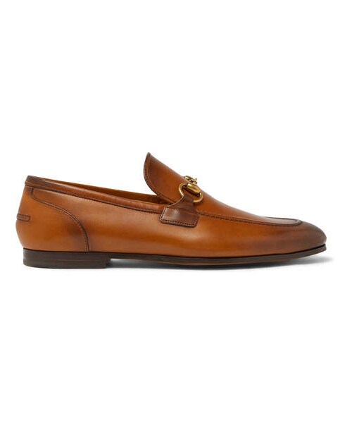 GUCCI（グッチ）の「Gucci Jordaan Horsebit Burnished-Leather Loafers（その他シューズ・メンズ・Brown・Uk6/Uk7.5/Uk11.5/Uk12/Uk8/Uk9/Uk8.5/Uk9.5）」の4枚目の写真