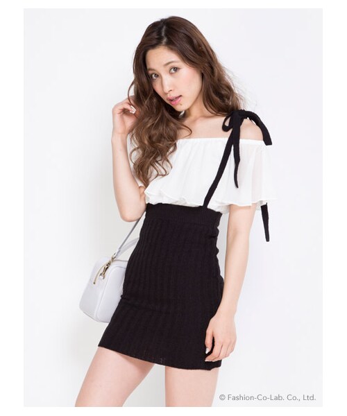 SNIDEL（スナイデル）の「サスペンダーニットスカート（膝丈スカート・レディース・SKY・F）」の2枚目の写真