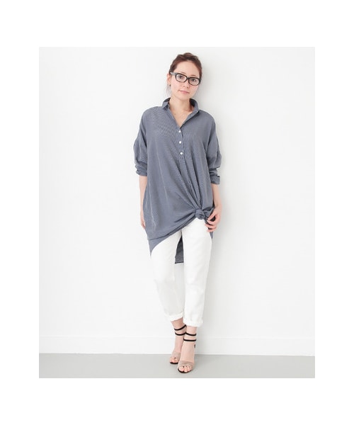 URBAN RESEARCH Sonny Label(アーバンリサーチサニーレーベル)の「ストライプシャツワンピース(ワンピース/ドレス・レディース・ネイビー/ベージュ・FREE)」の4枚目の写真