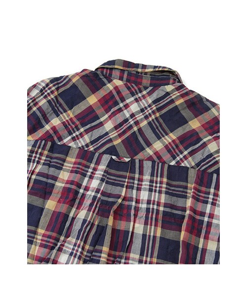 KBF（ケイビーエフ）の「チェックワイドブラウス（トップス・レディース・ネイビー/オレンジ/サックスブルー・one）」の14枚目の写真