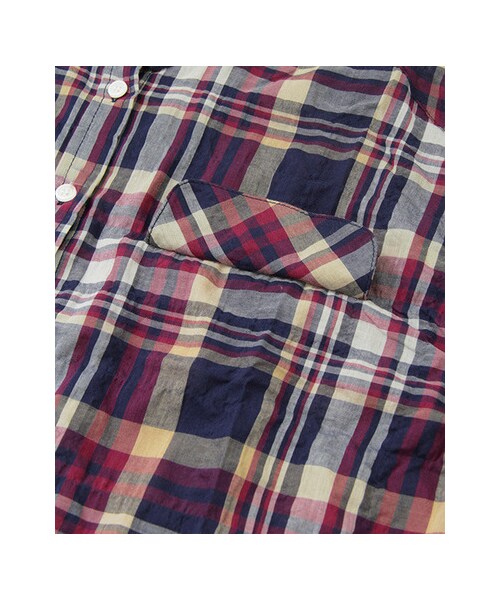 KBF（ケイビーエフ）の「チェックワイドブラウス（トップス・レディース・ネイビー/オレンジ/サックスブルー・one）」の12枚目の写真