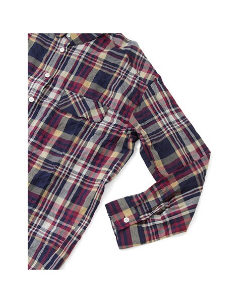 KBF（ケイビーエフ）の「チェックワイドブラウス（トップス・レディース・ネイビー/オレンジ/サックスブルー・one）」の10枚目の写真