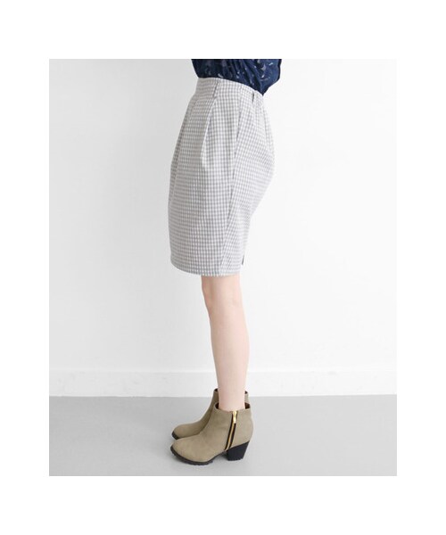KBF（ケイビーエフ）の「ギンガムチェックスカート（スカート・レディース・ブラック×ホワイト/グレー×ホワイト・one）」の6枚目の写真