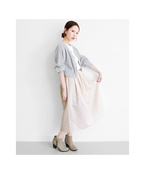 KBF(ケイビーエフ)の「スウェットmixギンガムチェックワンピース(ワンピース/ドレス・レディース・オフホワイト/ブラック/ライトグレー・one)」の4枚目の写真