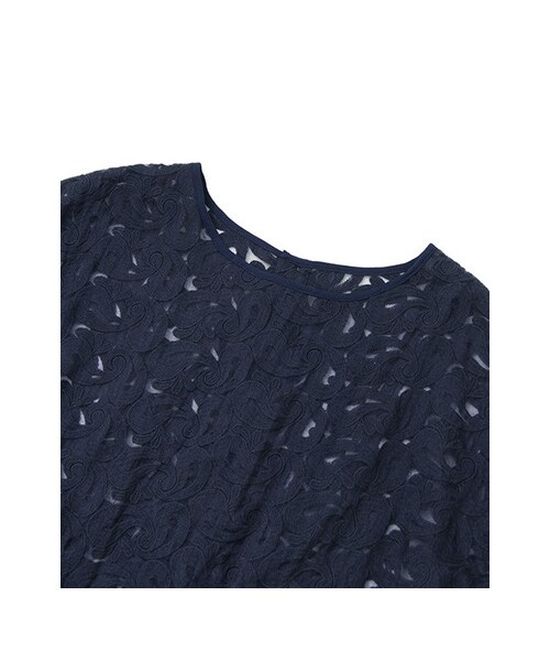 KBF（ケイビーエフ）の「レースショートブラウス（トップス・レディース・ネイビー/ホワイト・one）」の8枚目の写真