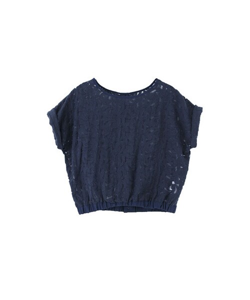 KBF（ケイビーエフ）の「レースショートブラウス（トップス・レディース・ネイビー/ホワイト・one）」の2枚目の写真