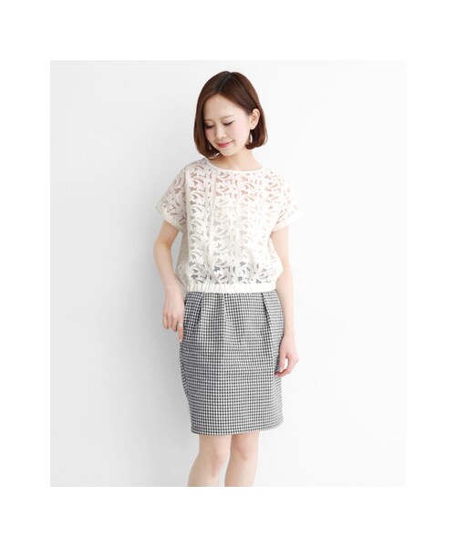 KBF（ケイビーエフ）の「レースショートブラウス（トップス・レディース・ネイビー/ホワイト・one）」の3枚目の写真