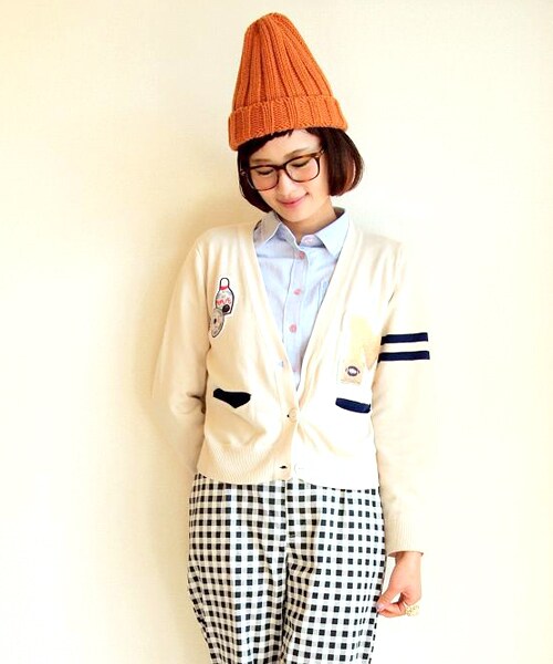 paravion（パラビオン）の「レタードアップリケカーディガン（トップス・レディース・ネイビー/アイボリー・ワンサイズ）」の7枚目の写真