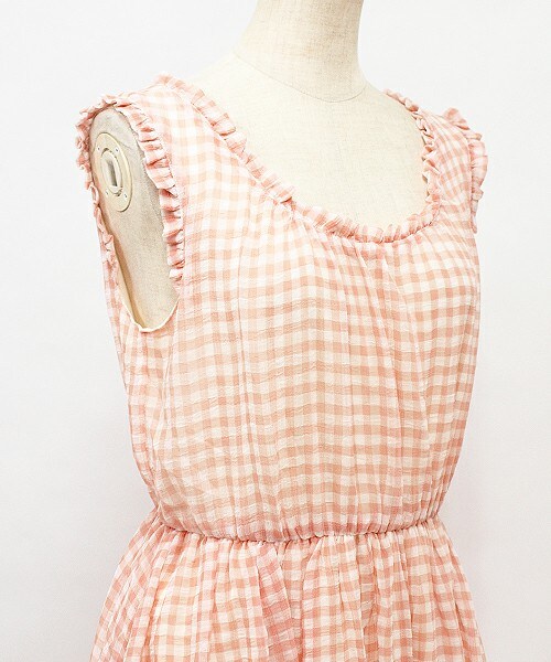 Clice de Paris（クリシェドゥパリス）の「ギンガムチェックマキシワンピース（ワンピース/ドレス・レディース・グレー/ネイビー/ブルー・ワンサイズ）」の5枚目の写真