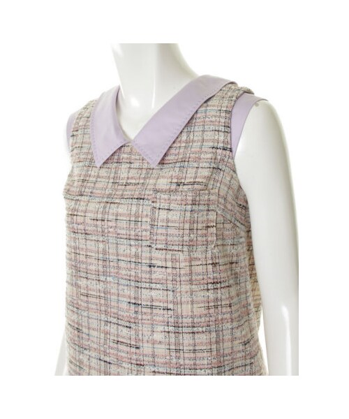 31 Sons de mode（トランテアン　ソン　ドゥ　モード）の「ツイードシャツカラーノースリプルオーバー《予約アイテム》（シャツ・ブラウス・レディース・ピンク/ブルー・３６/３８）」の7枚目の写真