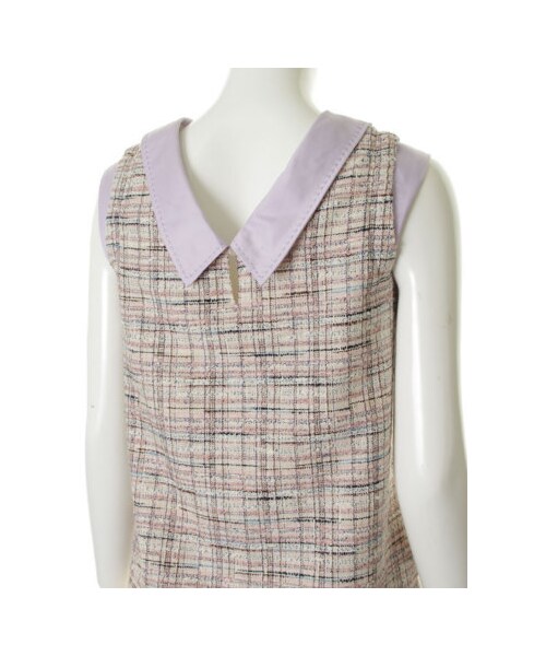 31 Sons de mode（トランテアン　ソン　ドゥ　モード）の「ツイードシャツカラーノースリプルオーバー《予約アイテム》（シャツ・ブラウス・レディース・ピンク/ブルー・３６/３８）」の6枚目の写真