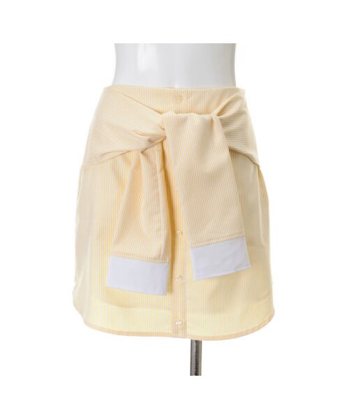 31 Sons de mode（トランテアン　ソン　ドゥ　モード）の「シャツ袖付きストライプスカート（スカート・レディース・ネイビー/イエロー/ミント・３６/３８）」の3枚目の写真