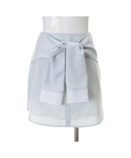 31 Sons de mode（トランテアン　ソン　ドゥ　モード）の「シャツ袖付きストライプスカート（スカート・レディース・ネイビー/イエロー/ミント・３６/３８）」の2枚目の写真