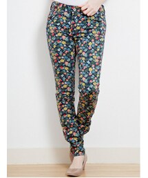 新品☆earth×LIBERTY アース×リバティ 小花柄スキニーパンツ red LIBERTY FABRICS リバティプリント 国産タナローン生地＜Lucy