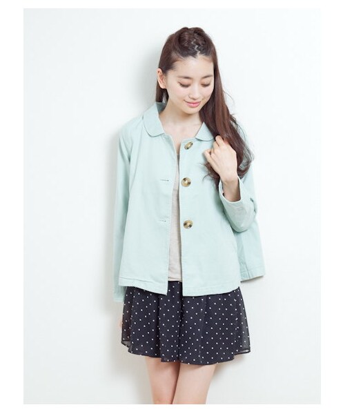 earth music&ecology（アースミュージックアンドエコロジー）の「カラフルショートコート（コート　・レディース・ラベンダー/ネイビー/ピンク/ベージュ/ミント・M/S）」の2枚目の写真