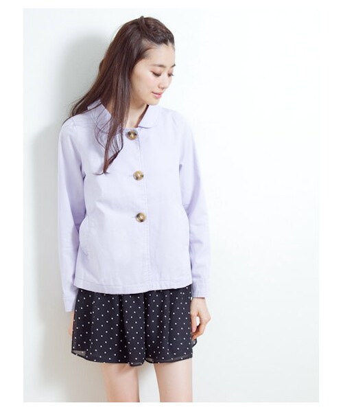 earth music&ecology（アースミュージックアンドエコロジー）の「カラフルショートコート（コート　・レディース・ラベンダー/ネイビー/ピンク/ベージュ/ミント・M/S）」の10枚目の写真