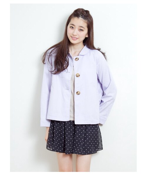 earth music&ecology（アースミュージックアンドエコロジー）の「カラフルショートコート（コート　・レディース・ラベンダー/ネイビー/ピンク/ベージュ/ミント・M/S）」の6枚目の写真