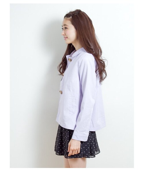 earth music&ecology（アースミュージックアンドエコロジー）の「カラフルショートコート（コート　・レディース・ラベンダー/ネイビー/ピンク/ベージュ/ミント・M/S）」の7枚目の写真