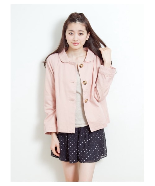 earth music&ecology（アースミュージックアンドエコロジー）の「カラフルショートコート（コート　・レディース・ラベンダー/ネイビー/ピンク/ベージュ/ミント・M/S）」の5枚目の写真