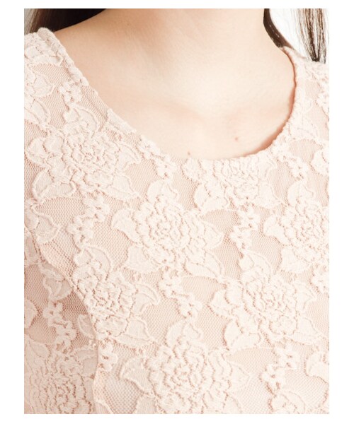 earth music&ecology（アースミュージックアンドエコロジー）の「レースギャザーワンピース（ワンピース・レディース・ピンクベージュ/ブラック/アイボリー・M/S）」の5枚目の写真