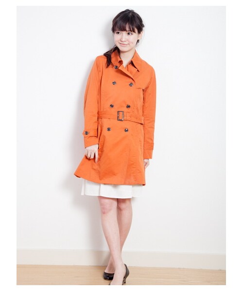SEVENDAYS=SUNDAY（セブンデイズサンデイ）の「スプリングカラートレンチコート（コート　・レディース・ネイビー/オレンジ/サックスブルー/ベージュ/グリーン・L/M）」の5枚目の写真