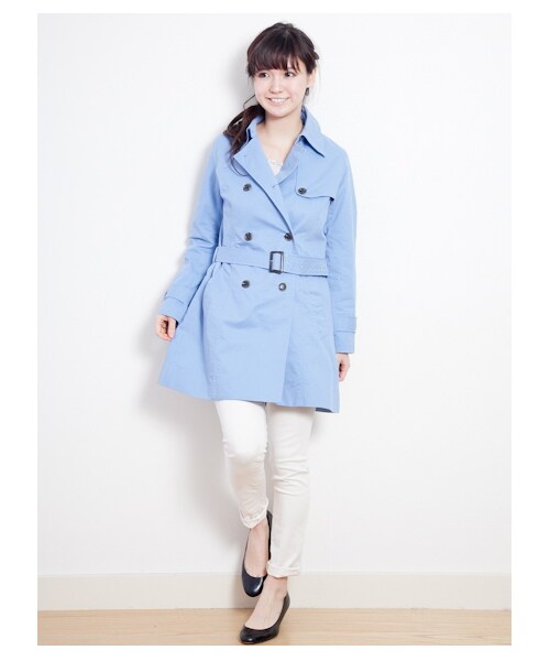 SEVENDAYS=SUNDAY（セブンデイズサンデイ）の「スプリングカラートレンチコート（コート　・レディース・ネイビー/オレンジ/サックスブルー/ベージュ/グリーン・L/M）」の3枚目の写真