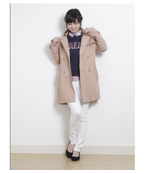 SEVENDAYS=SUNDAY（セブンデイズサンデイ）の「スプリングカラートレンチコート（コート　・レディース・ネイビー/オレンジ/サックスブルー/ベージュ/グリーン・L/M）」の12枚目の写真