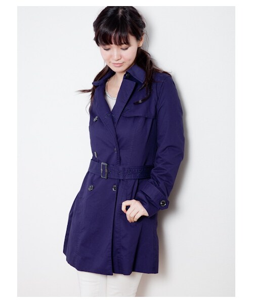 SEVENDAYS=SUNDAY（セブンデイズサンデイ）の「スプリングカラートレンチコート（コート　・レディース・ネイビー/オレンジ/サックスブルー/ベージュ/グリーン・L/M）」の4枚目の写真