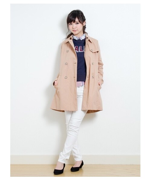 SEVENDAYS=SUNDAY（セブンデイズサンデイ）の「スプリングカラートレンチコート（コート　・レディース・ネイビー/オレンジ/サックスブルー/ベージュ/グリーン・L/M）」の13枚目の写真