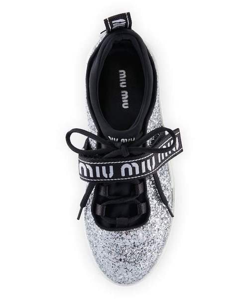 miu miu（ミュウミュウ）の「Miu Miu Glitter Platform Trainer