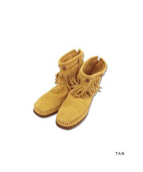 Minnetonka（ミネトンカ）の「【MINNETONKA/ミネトンカ】スタッズデザインジップアップフリンジスエードショートブーツ●メール便不可●（ブーツ・レディース・トープ/ブラック/ブラウン/ダスティブラウン・8(L)/9(LL)/6(S)/7(M)）」の11枚目の写真