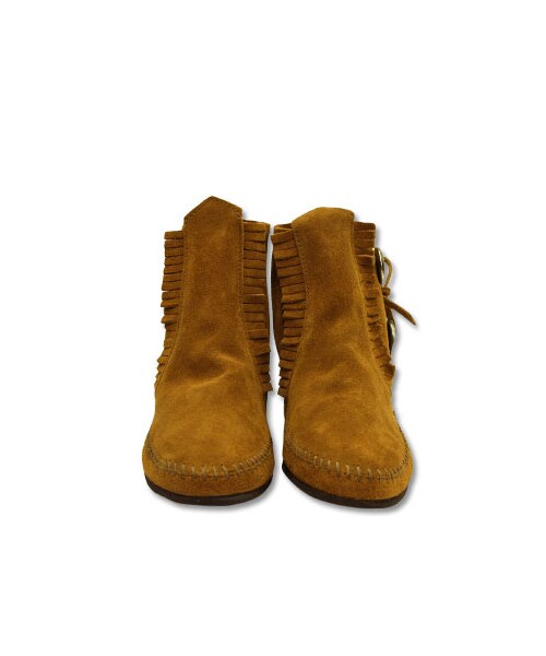 Minnetonka（ミネトンカ）の「【MINNETONKA/ミネトンカ】ダブルボタンスエードショートブーツ●メール便不可●（ブーツ・レディース・ブラック/ブラウン・8(L)/9(LL)/6(S)/7(M)）」の5枚目の写真