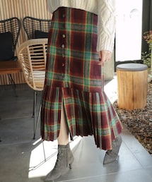 DHOLIC | くるみボタンプリーツヘムチェックスカート(スカート)